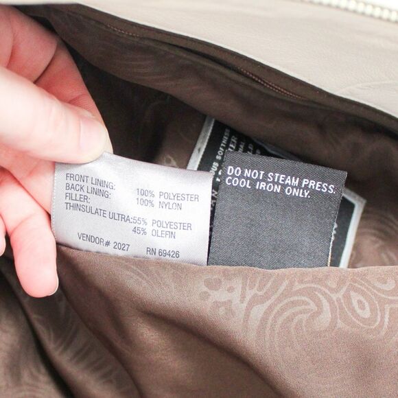 Vintage Women’s Cream Leather Jacket with Thinsulate Liner Zip Front Small - Picture 9 of 12